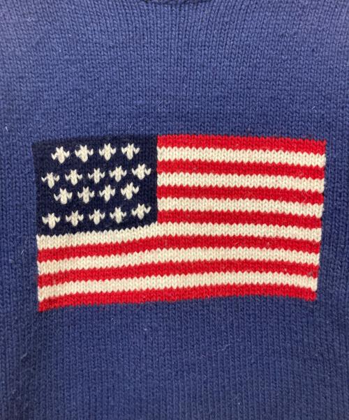 ISHKA（ISHKA）ISHKA (ISHKA) 星条旗エクアドルロールネックニット ネイビー サイズ:one sizeの古着・服飾アイテム