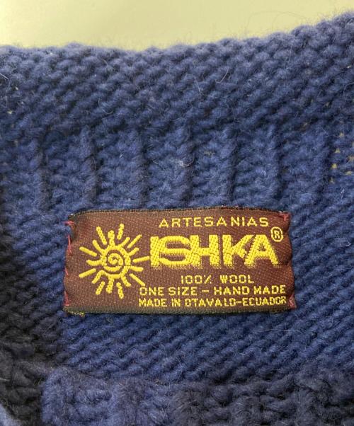 ISHKA（ISHKA）ISHKA (ISHKA) 星条旗エクアドルロールネックニット ネイビー サイズ:one sizeの古着・服飾アイテム