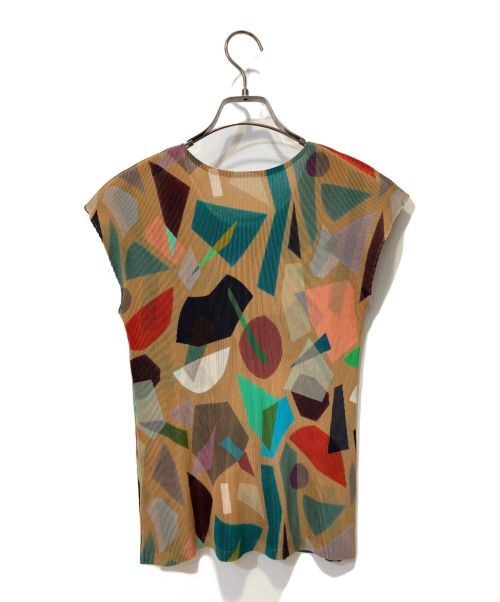 PLEATS PLEASE（プリーツプリーズ）PLEATS PLEASE (プリーツプリーズ) 総柄プリーツノースリーブカットソー マルチカラー サイズ:03の古着・服飾アイテム