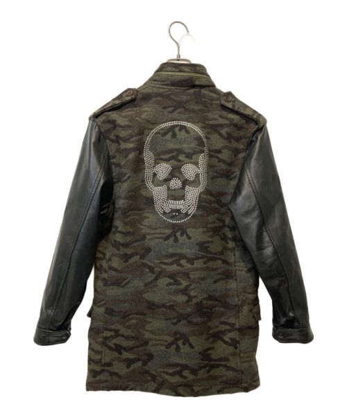 lucien pellat-finet（ルシアン・ペラフィネ）lucien pellat-finet (ルシアン・ペラフィネ) ホースレザーコンビコート オリーブ サイズ:Ⅿの古着・服飾アイテム