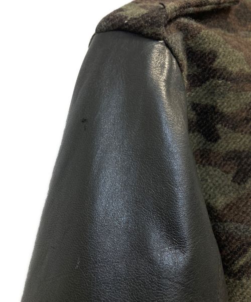 lucien pellat-finet（ルシアン・ペラフィネ）lucien pellat-finet (ルシアン・ペラフィネ) ホースレザーコンビコート オリーブ サイズ:Ⅿの古着・服飾アイテム