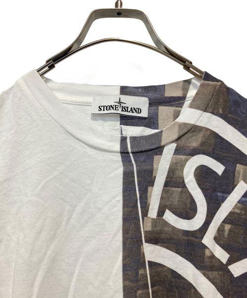 STONE ISLAND（ストーンアイランド）STONE ISLAND (ストーンアイランド) ロゴプリントTシャツ ホワイト サイズ:Ⅿの古着・服飾アイテム