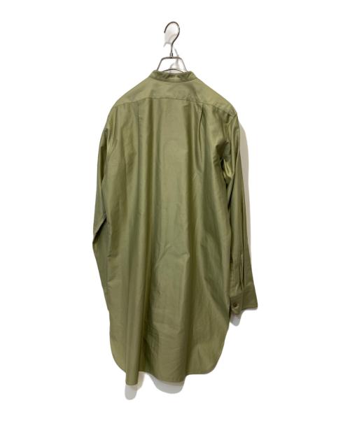 BACCA（バッカ）BACCA (バッカ) コットンバックサテンスタンドカラーロングシャツ 黄緑 サイズ:36の古着・服飾アイテム