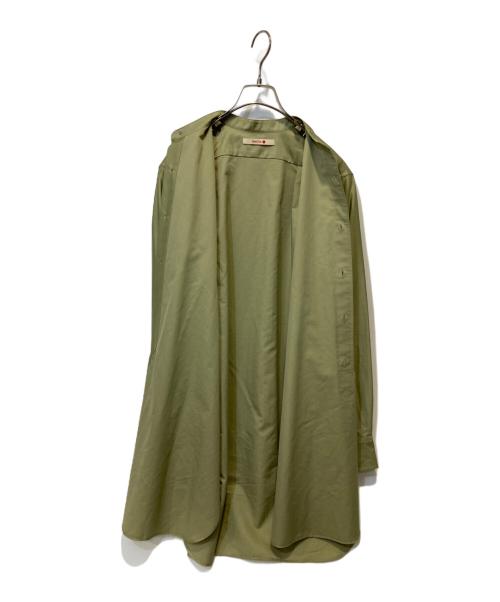 BACCA（バッカ）BACCA (バッカ) コットンバックサテンスタンドカラーロングシャツ 黄緑 サイズ:36の古着・服飾アイテム