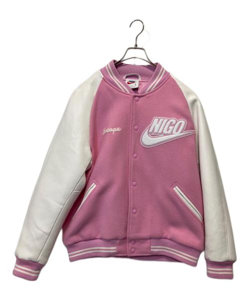 NIKE（ナイキ）NIKE (ナイキ) NIGO (二ゴー) Varsity Jacket ピンク サイズ:Lの古着・服飾アイテム