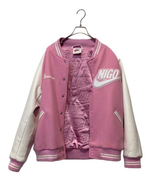 NIKE（ナイキ）NIKE (ナイキ) NIGO (二ゴー) Varsity Jacket ピンク サイズ:Lの古着・服飾アイテム