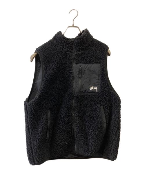 stussy（ステューシー）stussy (ステューシー) SHERPA REVERSIBLE VEST ブラック サイズ:Lの古着・服飾アイテム