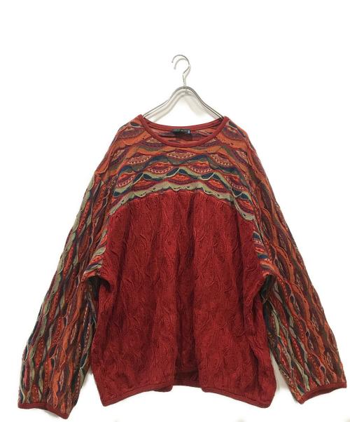 Coogi（クージー）Coogi (クージー) 総柄ニット レッド サイズ:4XLの古着・服飾アイテム