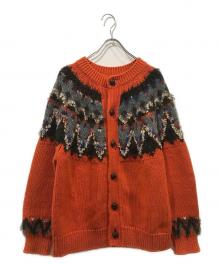 Coohem（コーヘン）の古着「KOHEN NORDIC KNIT CARDIGAN」｜グレー×オレンジ