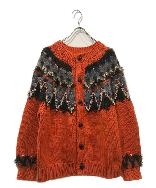 Coohem（コーヘン）Coohem (コーヘン) KOHEN NORDIC KNIT CARDIGAN グレー×オレンジ サイズ:Mの古着・服飾アイテム