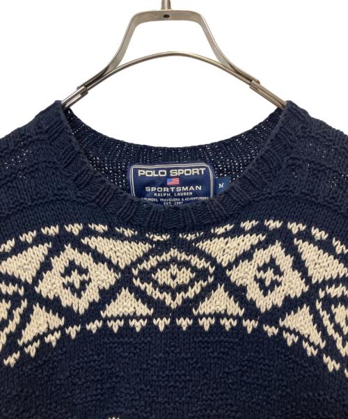 POLO SPORT（ポロスポーツ）POLO SPORT (ポロスポーツ) コットンリネンカヌーデザインニット ネイビー サイズ:Mの古着・服飾アイテム