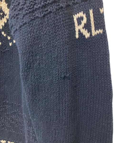 POLO SPORT（ポロスポーツ）POLO SPORT (ポロスポーツ) コットンリネンカヌーデザインニット ネイビー サイズ:Mの古着・服飾アイテム