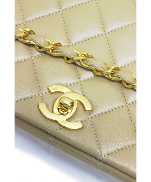 CHANEL（シャネル）CHANEL (シャネル) チェーンショルダーバッグ ベージュ マトラッセ 1707470 ラムスキン　91年製造の古着・服飾アイテム