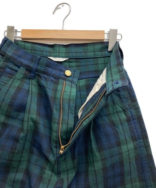 holiday（ホリデー）holiday (ホリデー) TUCK CHECK PANTS グリーン サイズ:1の古着・服飾アイテム