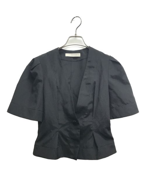 ESTNATION（エストネーション）ESTNATION (エストネーション) バイカラーステッチパフブラウス ブラック サイズ:36の古着・服飾アイテム