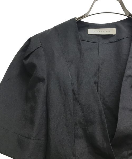 ESTNATION（エストネーション）ESTNATION (エストネーション) バイカラーステッチパフブラウス ブラック サイズ:36の古着・服飾アイテム