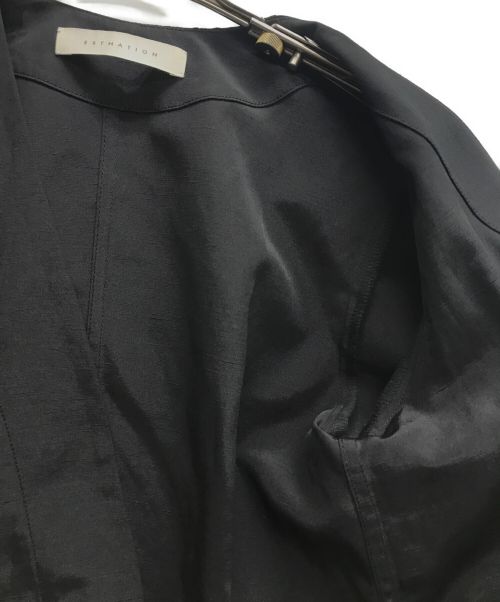 ESTNATION（エストネーション）ESTNATION (エストネーション) バイカラーステッチパフブラウス ブラック サイズ:36の古着・服飾アイテム