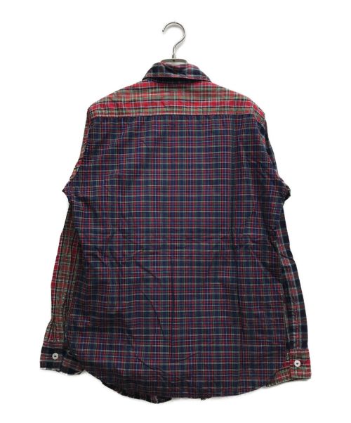 POST O'ALLS（ポストオーバーオールズ）POST O'ALLS (ポストオーバーオールズ) LIGHT SHIRT 2-R Crazy Tartan Check/ライト シャツ 2−R クレイジー タータン チェック  レッド×ネイビー サイズ:Sの古着・服飾アイテム