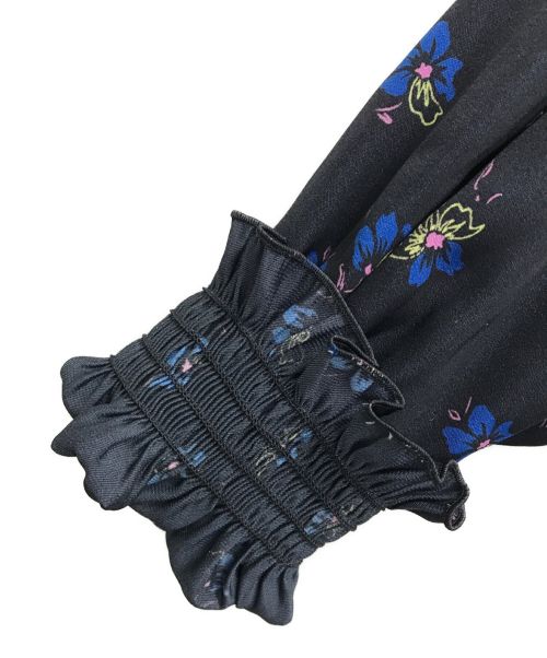 BALLSEY（ボールジィ）BALLSEY (ボールジィ) フロートフラワープリント シャーリングワンピース ネイビー サイズ:34の古着・服飾アイテム