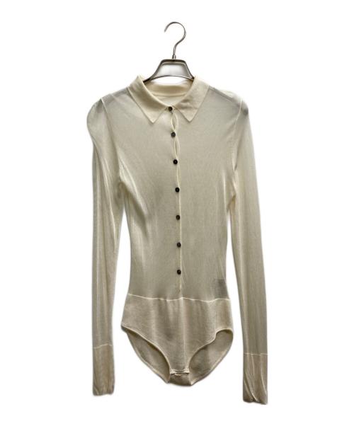 ETRE TOKYO（エトレトウキョウ）ETRE TOKYO (エトレトウキョウ) ニットシャツボディースーツ ホワイト サイズ:Freeの古着・服飾アイテム