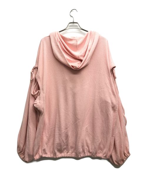 FICTION TOKYO（フィクショントーキョー）FICTION TOKYO (フィクショントーキョー) レースアップクロップドフーディ ピンク サイズ:記載なし（実寸サイズを参照ください）の古着・服飾アイテム