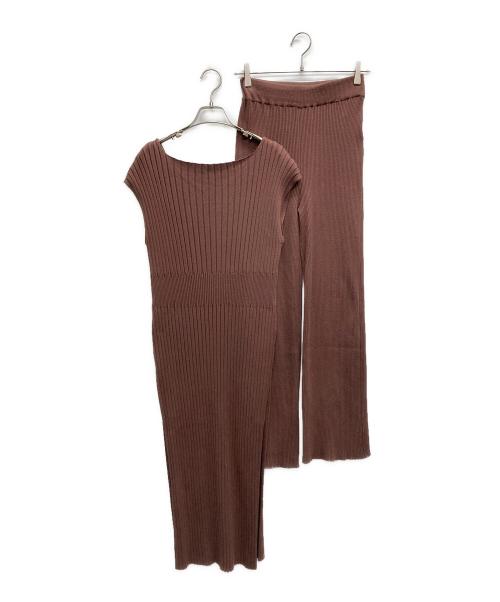 FRAY ID（フレイ アイディー）FRAY ID (フレイ アイディー) パンツ付リブニットワンピース ブラウン サイズ:Freeの古着・服飾アイテム