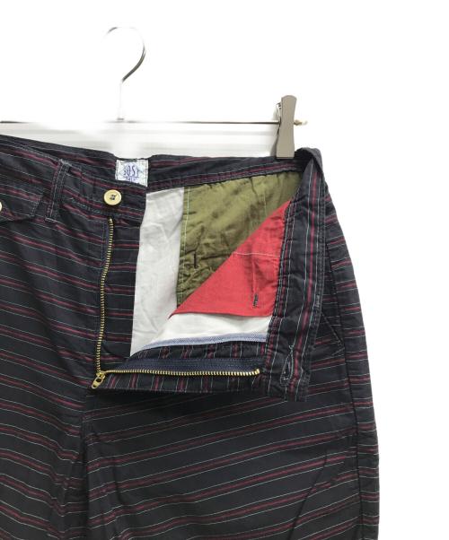 POST O'ALLS（ポストオーバーオールズ）POST O'ALLS (ポストオーバーオールズ) ボーダーハーフパンツ レッド×ネイビー サイズ:Mの古着・服飾アイテム