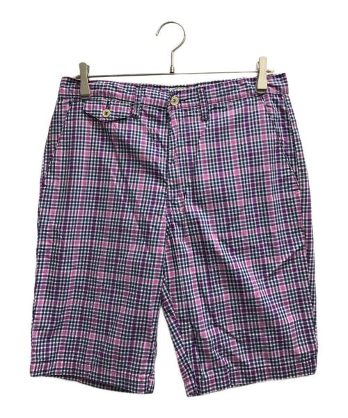 POST O'ALLS（ポストオーバーオールズ）POST O'ALLS (ポストオーバーオールズ) チェックハーフパンツ パープル サイズ:Mの古着・服飾アイテム