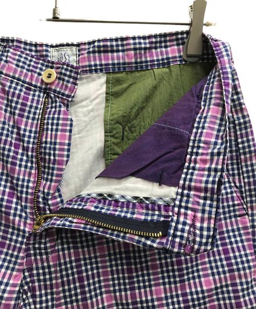 POST O'ALLS（ポストオーバーオールズ）POST O'ALLS (ポストオーバーオールズ) チェックハーフパンツ パープル サイズ:Mの古着・服飾アイテム