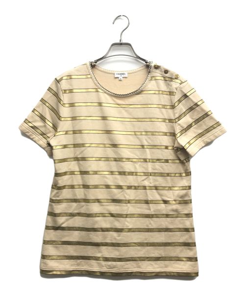 CHANEL（シャネル）CHANEL (シャネル) ボーダーコットンTシャツ ベージュ サイズ:38の古着・服飾アイテム