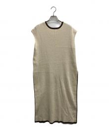 Ameri（アメリ）の古着「COLOR COMBINATION LONG KNIT TOP」｜アイボリー