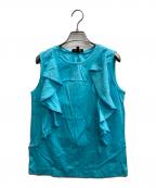 DRAWERドゥロワー）の古着「コットンフロントフリルノースリーブ」｜スカイブルー