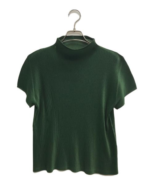 PLEATS PLEASE（プリーツプリーズ）PLEATS PLEASE (プリーツプリーズ) ボトルネックプリーツカットソー グリーン サイズ:3の古着・服飾アイテム