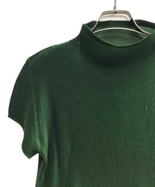 PLEATS PLEASE（プリーツプリーズ）PLEATS PLEASE (プリーツプリーズ) ボトルネックプリーツカットソー グリーン サイズ:3の古着・服飾アイテム
