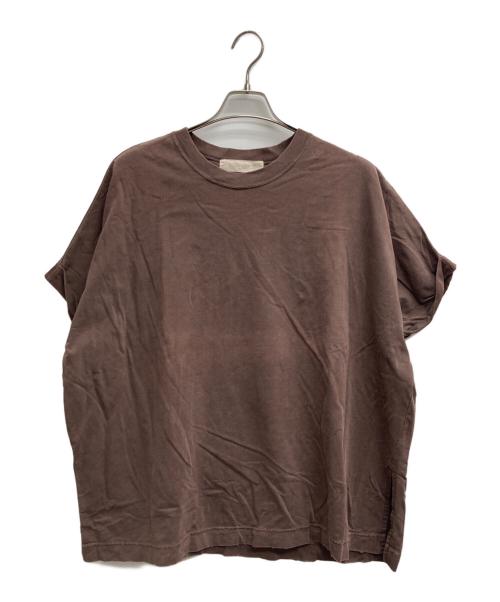 R JUBILEE（アールジュビリー）R JUBILEE (アールジュビリー) ダメージ加工ロールアップオーバーTシャツ ブラウン サイズ:Freeの古着・服飾アイテム