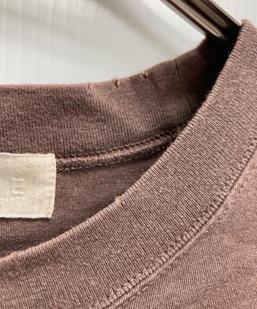 R JUBILEE（アールジュビリー）R JUBILEE (アールジュビリー) ダメージ加工ロールアップオーバーTシャツ ブラウン サイズ:Freeの古着・服飾アイテム