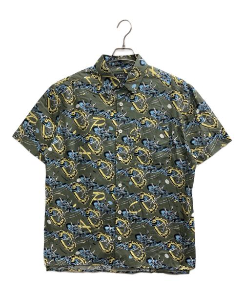 A.P.C.（アーペーセー）A.P.C. (アーペーセー) Ross グラフィック シャツ グリーン サイズ:Sの古着・服飾アイテム