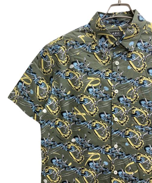 A.P.C.（アーペーセー）A.P.C. (アーペーセー) Ross グラフィック シャツ グリーン サイズ:Sの古着・服飾アイテム