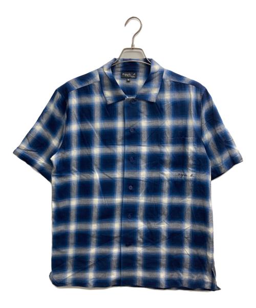 agnes b homme（アニエスベーオム）agnes b homme (アニエスベーオム) オンブレチェックシャツ ブルー サイズ:36の古着・服飾アイテム