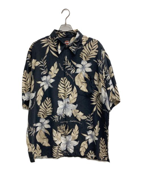 HARLEY-DAVIDSON（ハーレーダビッドソン）HARLEY-DAVIDSON (ハーレーダビッドソン) シルクアロハシャツ ブラック サイズ:XLの古着・服飾アイテム