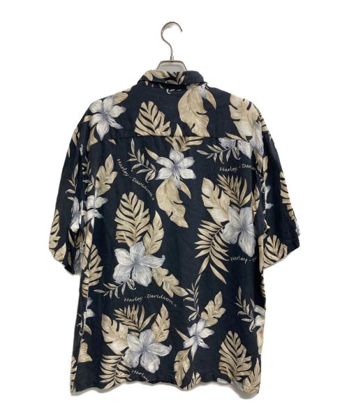 HARLEY-DAVIDSON（ハーレーダビッドソン）HARLEY-DAVIDSON (ハーレーダビッドソン) シルクアロハシャツ ブラック サイズ:XLの古着・服飾アイテム