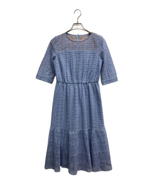 23区（ニジュウサンク）23区 (ニジュウサンク) ストライプレースワンピース ブルー サイズ:32の古着・服飾アイテム