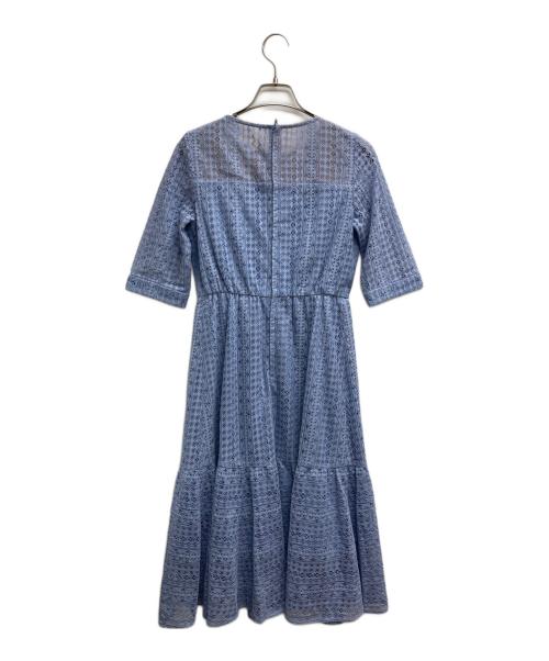 23区（ニジュウサンク）23区 (ニジュウサンク) ストライプレースワンピース ブルー サイズ:32の古着・服飾アイテム