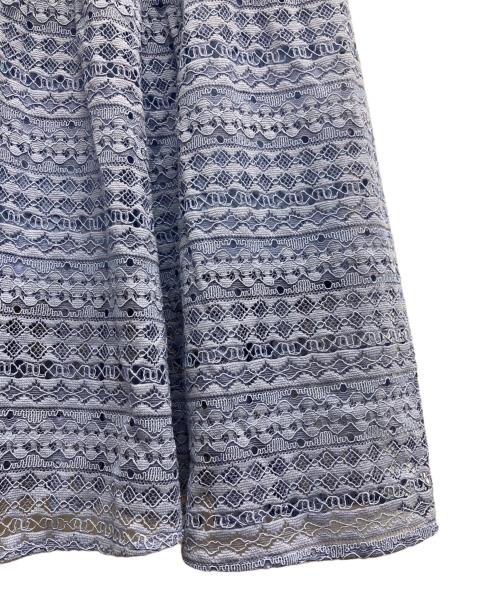 23区（ニジュウサンク）23区 (ニジュウサンク) ストライプレースワンピース ブルー サイズ:32の古着・服飾アイテム