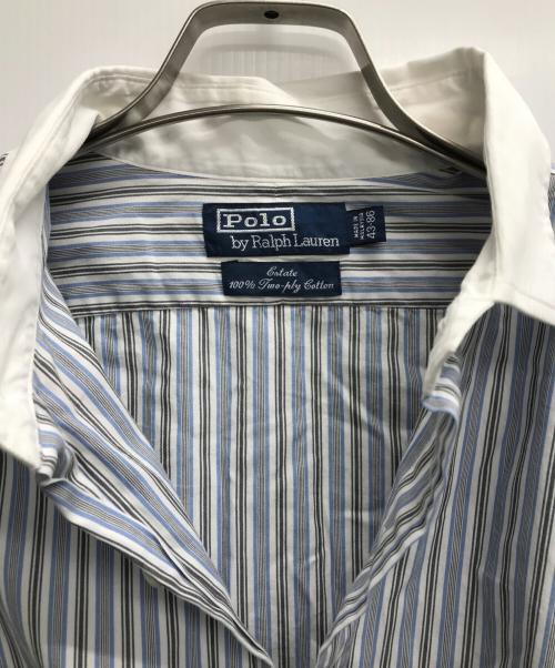 POLO RALPH LAUREN（ポロ・ラルフローレン）POLO RALPH LAUREN (ポロ・ラルフローレン) ESTATEストライプシャツ スカイブルー サイズ:43-86の古着・服飾アイテム