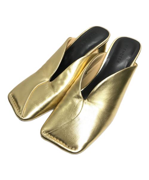 ELENDEEK（エレンディーク）ELENDEEK (エレンディーク) スクエアトゥミュール ゴールド サイズ:38の古着・服飾アイテム