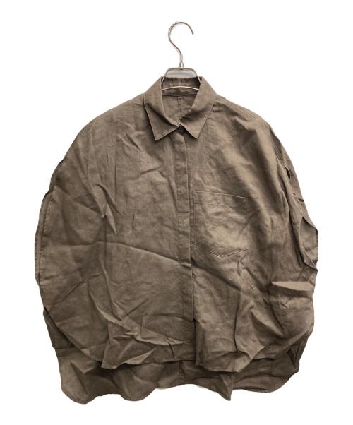 LE PHIL（ル フィル）LE PHIL (ル フィル) 麻ブロードサークルブラウス ブラウン サイズ:Fの古着・服飾アイテム