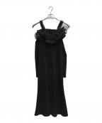 DazzliNダズリン）の古着「チュールギャザービスチェカットワンピース」｜ブラック