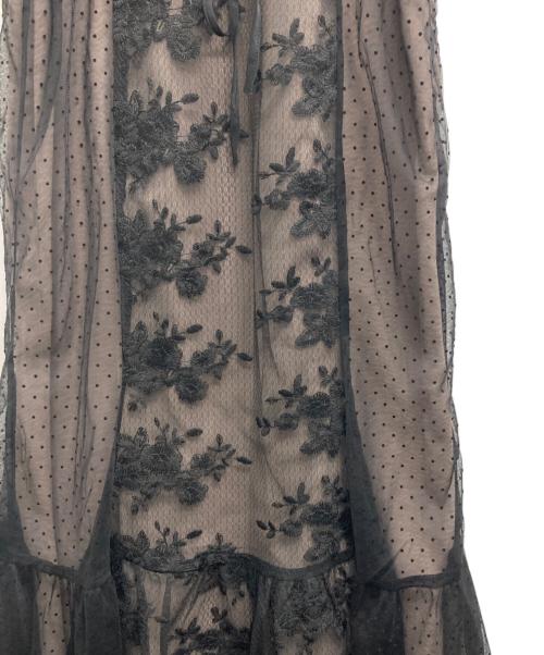 LeJa（レジャ）Leja (レジャ) レースパフスリーブワンピース ブラック×ベージュ サイズ:Mの古着・服飾アイテム