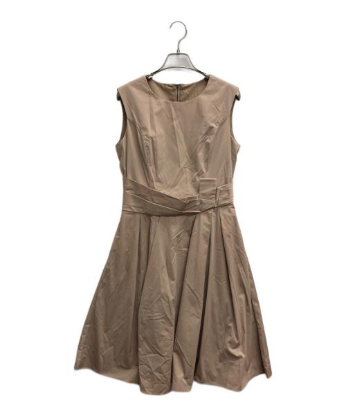 FOXEY NEWYORK（フォクシーニューヨーク）FOXEY NEWYORK (フォクシーニューヨーク) ノースリーブワンピース ベージュ サイズ:40の古着・服飾アイテム